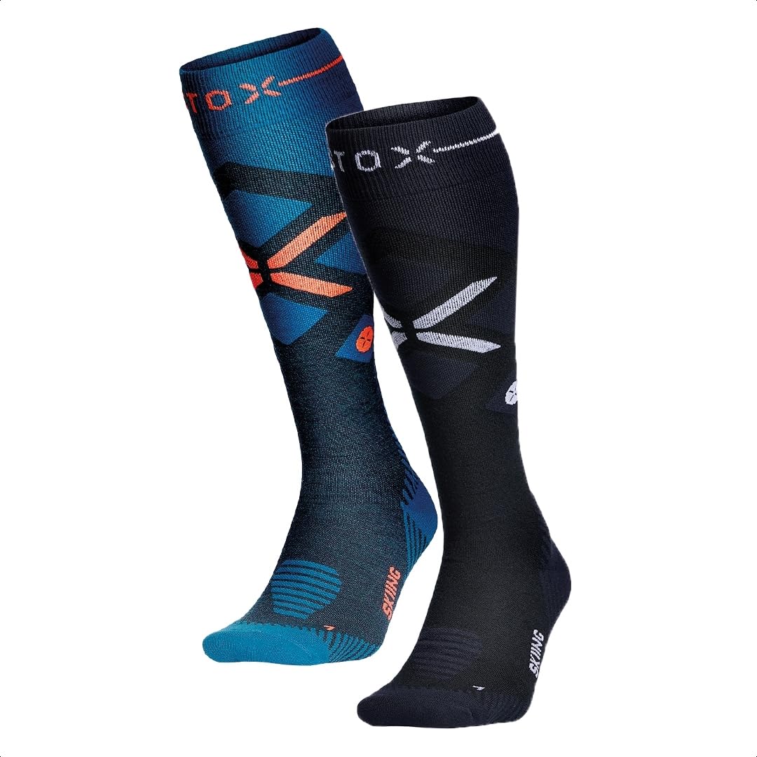 STOX Energy Socks Skisocken Herren, Merino Kompressionsstrümpfe | Ski und Snowboard Thermosocken, Klasse 2 Compression Socks Men, Thermo Socken, Kompressionssocken, Anti-Blasen, Nahtlos