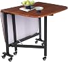 Folding Dining Table Mobile Folding Table with Open Shelf Kitchen Table6 Wheels Brakeable Kitchen Table Dining Room Table for Small Spaces Kitchen Dining Room (Brown 120 x 80 x 75 cm)