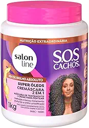 Salon Line, Máscara Capilar, Cremáscara 2 em 1, SOS Cachos, Super Óleos - Cabelos Ondulados, Cacheados e Crespos, 1 Kg