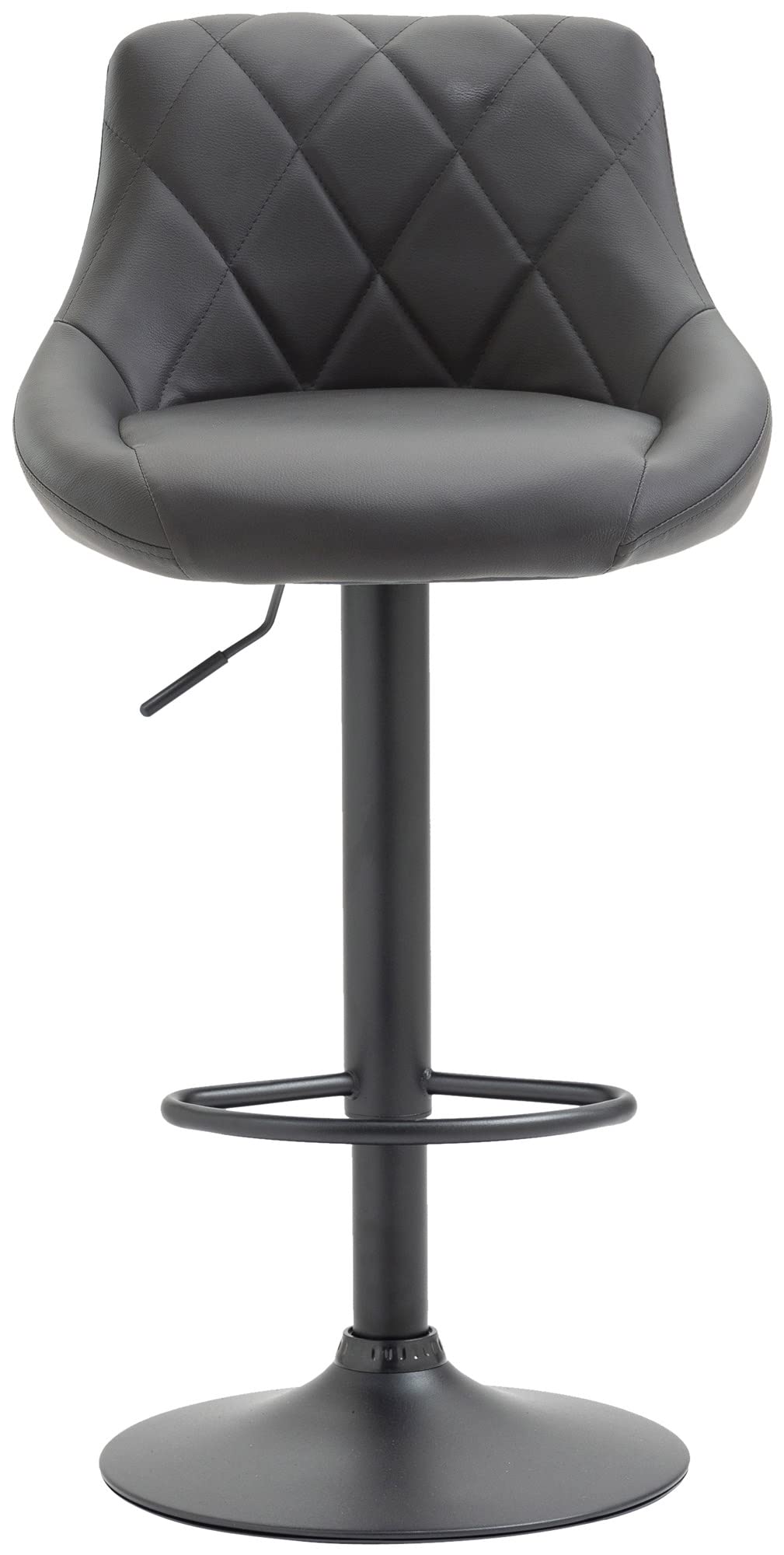CLP Tabouret De Bar Réglable en Hauteur Lazio Similicuir I Chaise Hauteur De Bar Confortable avec Dossier Et Repose-Pied I Réglable Pivotant, Couleur:Gris, Couleur du Cadre:Noir