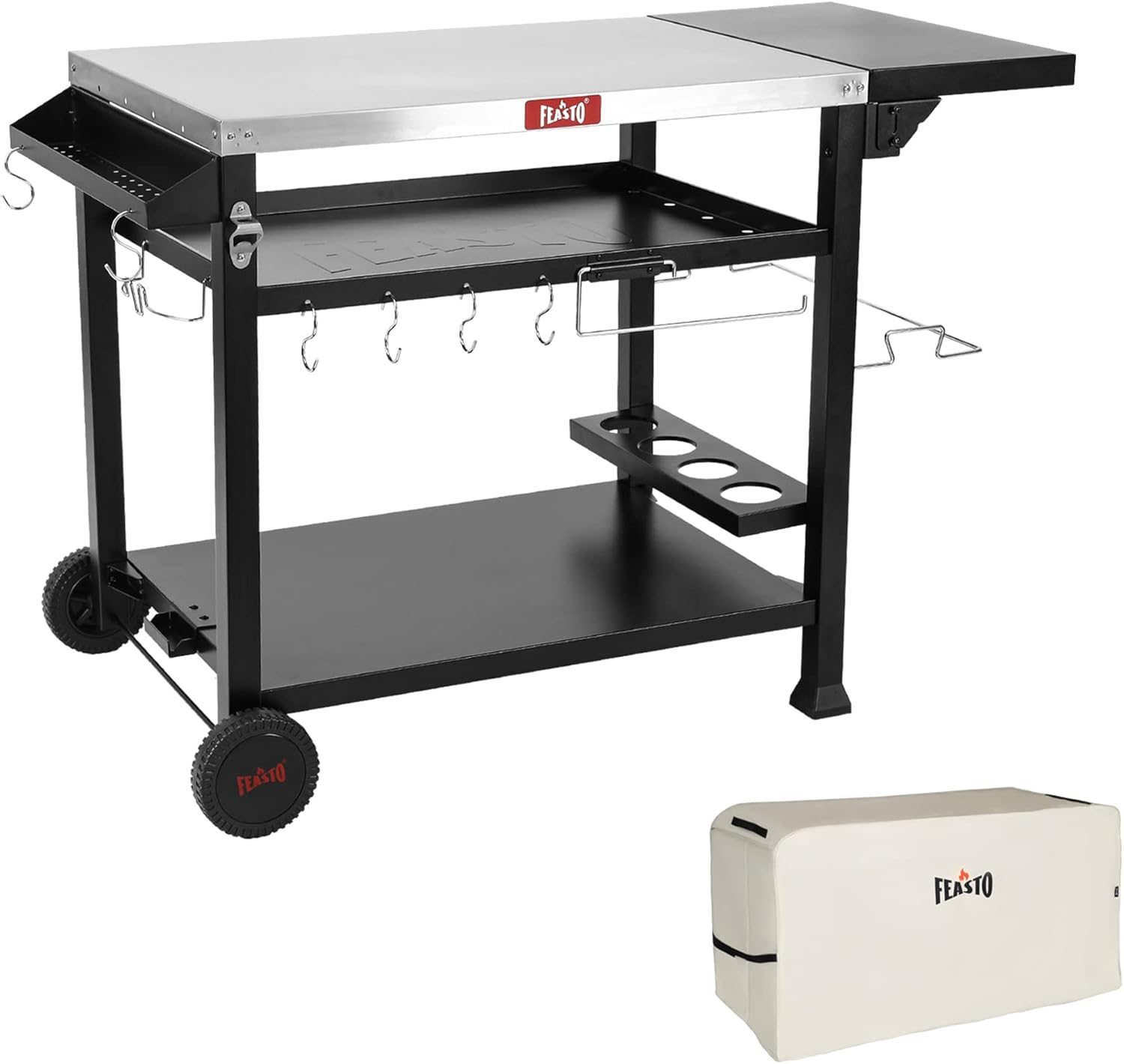 Feasto ThreeShelf Movable Food Prep Cart Table, Home and