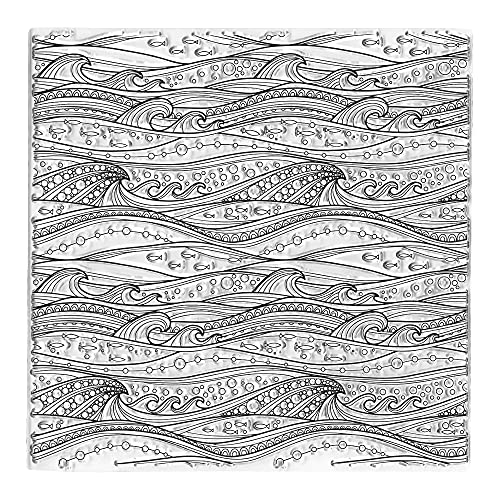 Retro Style Ocean Waves Background Clear Stamps for Card Making Decoration DIY Scrapbooking, Sea Waves Background Silicone Transparent Seal Stamps for Embossing Album Decor Craft.