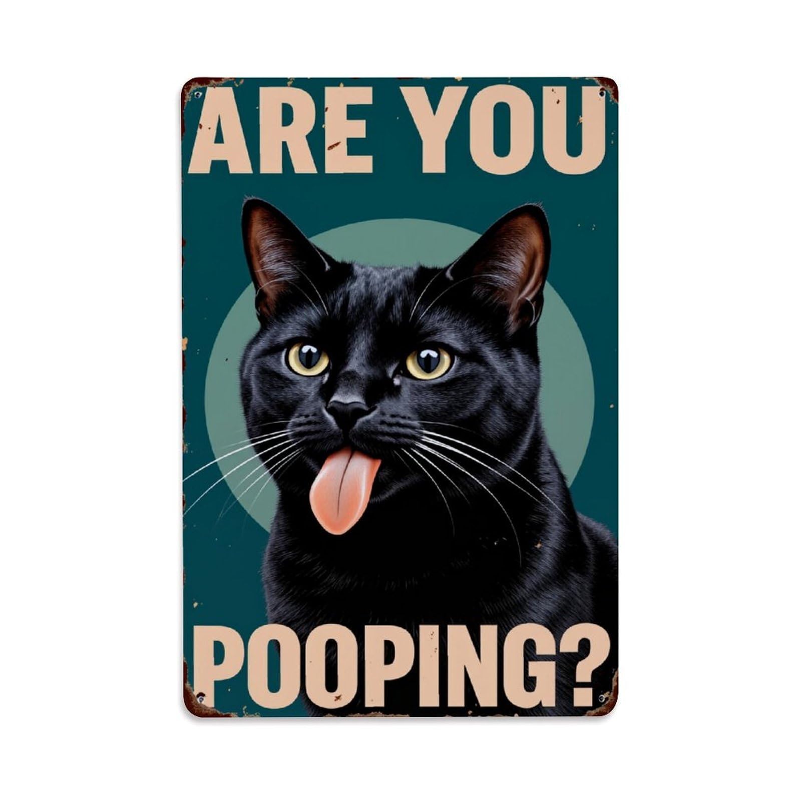 Black Cat With Tongue Out Vintage Tin Sign Retro Metal Wall Decor Metal Poster, Home Bar Garage Farmhouse Cafe Wall Art Decoration 8x12Inches