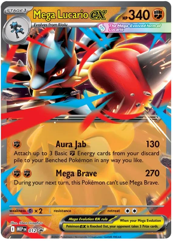 Mega Lucario ex MEP012 Pokemon Promo Card | Mega Evolution Black Star Promo Series | Titan Authenticated