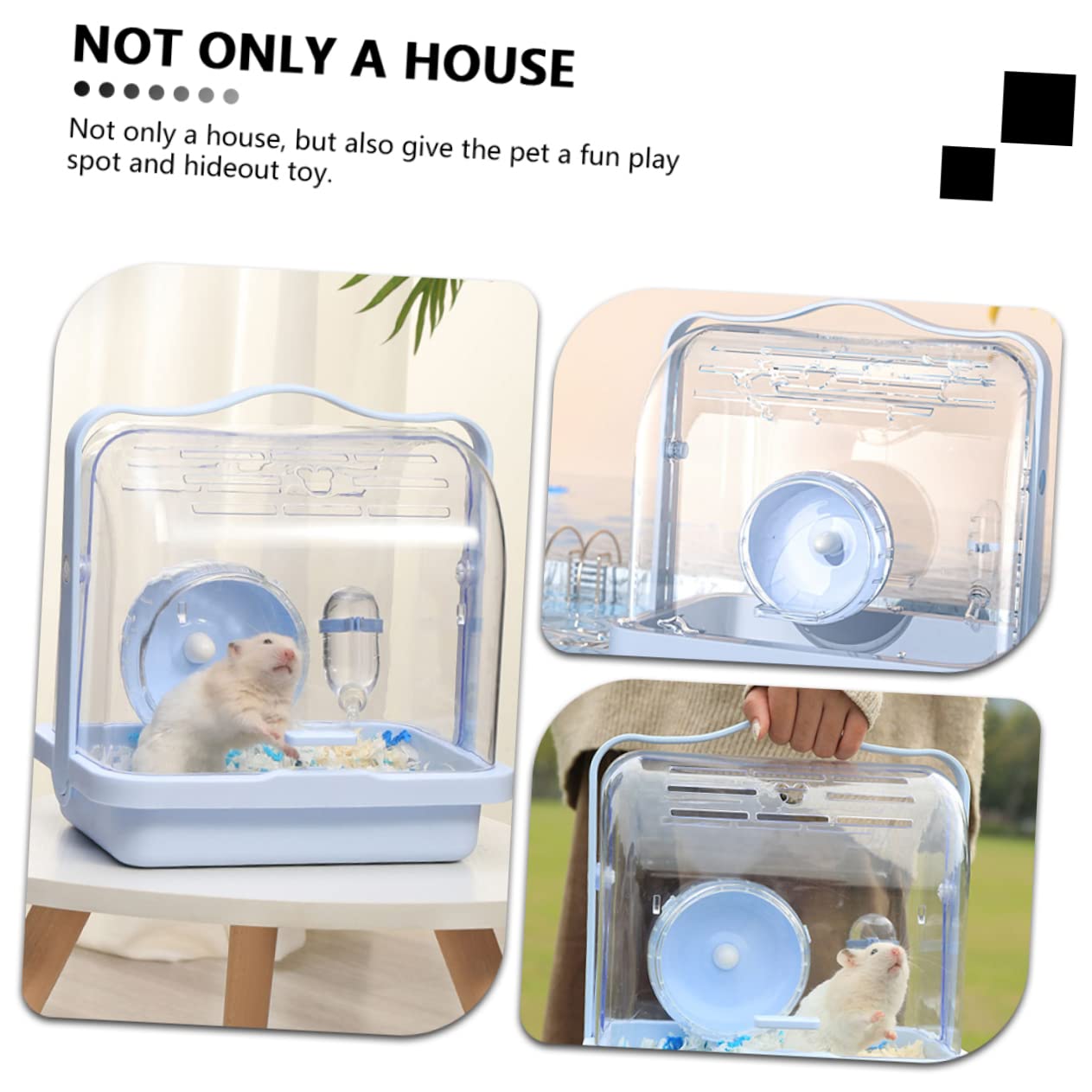 Tragbarer Kleintier Transportkäfig Hamsterkäfig Blau Kunststoff