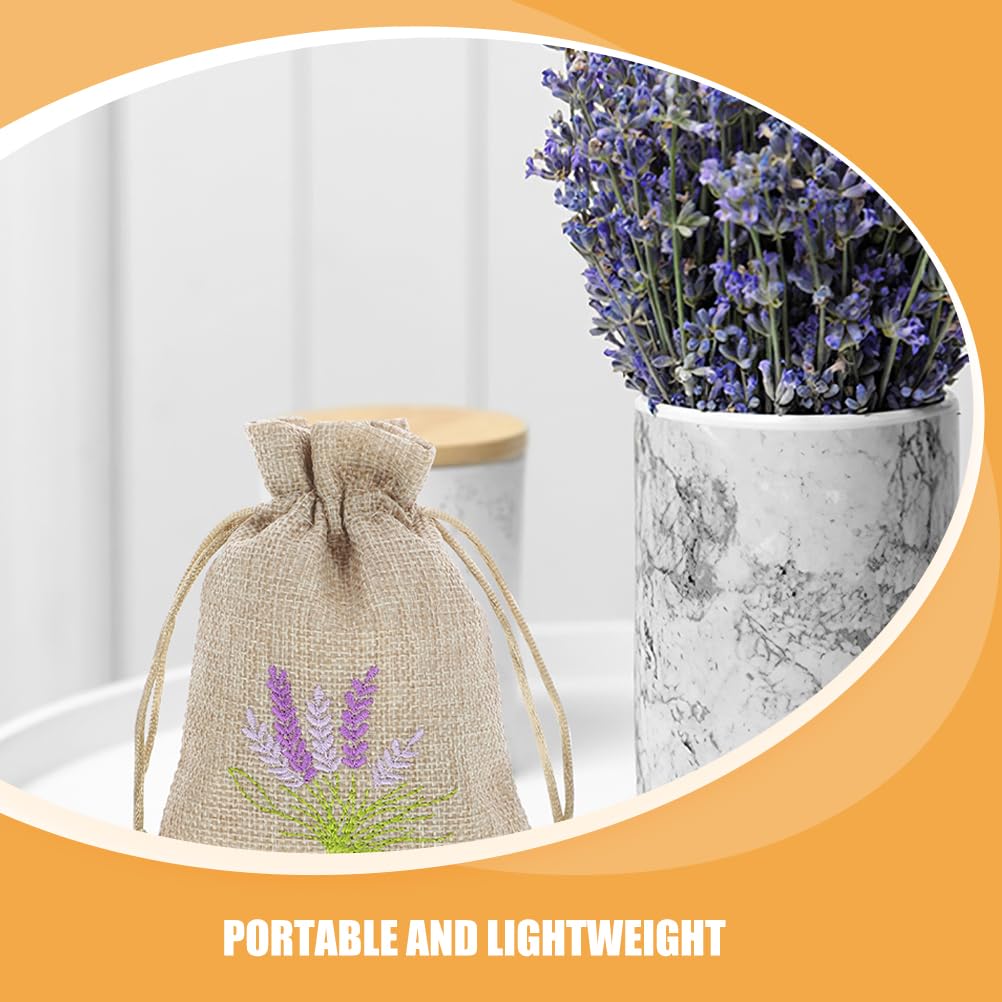 LOGOFUN 20PCS Lavender Sachet Bags Lavender Sachet Drawstring Pouches Jute Lavender Packing Bags for DIY Wedding Party Supplies - 10 * 14CM