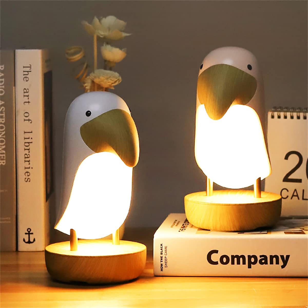 LED Nachtlicht Kinder Dekoratives Vogel Schreibtischlampe Dimmbar Tischlampe Wiederaufladbare Nachttischlampe Augenschutz Leselampe für Schlafzimmer,Kinderzimmer (Weiß)