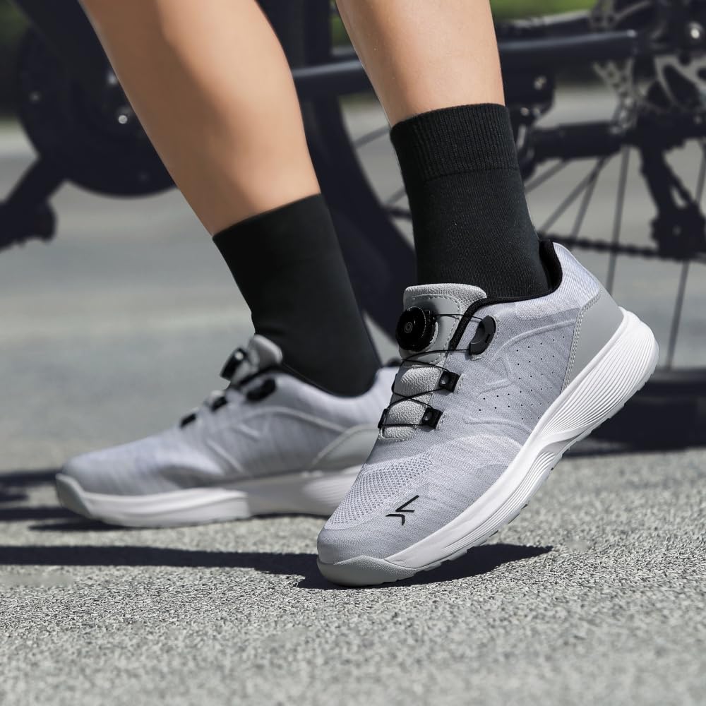 Mateju Chaussure de Cyclisme VTT Homme Femme avec Cale, Unisexes Respirantes Chaussure VTT Compatibles SPD de Vélo Route en Plein Air Sneakers -Q8
