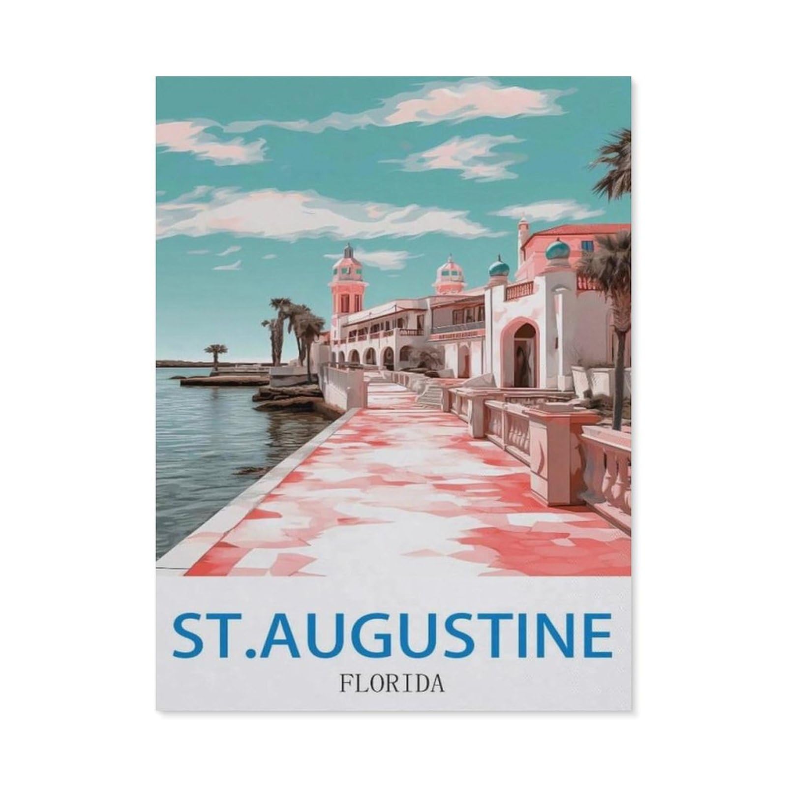 BEAYODKP St.Augustine Florida，Diamond Art Kits for Adults and Kids, Full Drill Round Rhinestone Paint with Diamonds（40 x 50 cm/15.74 x 19.68 inches）-CK95