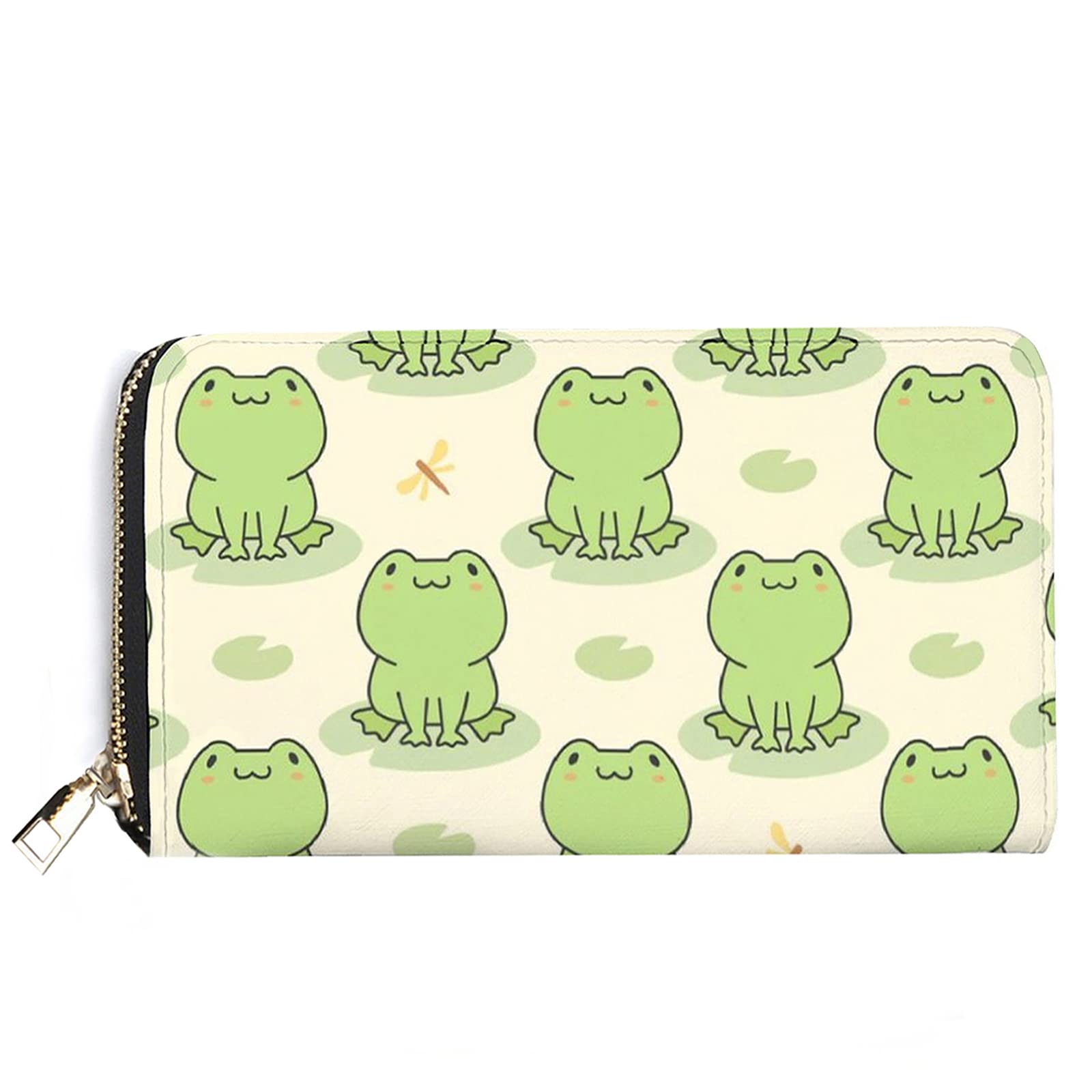 QwalnelyCute Frog PU Leather Wallet for Women Phone Money Credit Card Holder Organizer Purse (Frog)