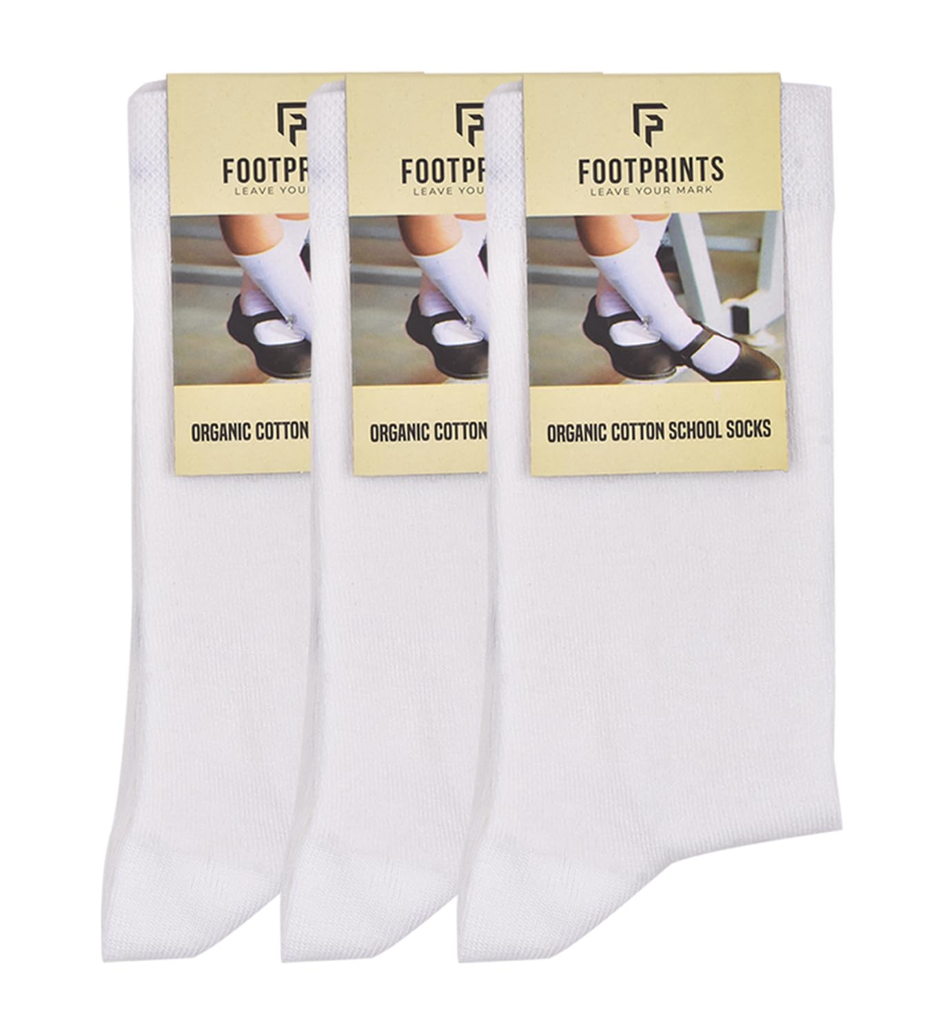 FOOTPRINTS Kids Organic Cotton School Socks - Unisex - Calf length- Pack of 3 | White | Extra soft and Breathable - Review, Price and Buying Guide