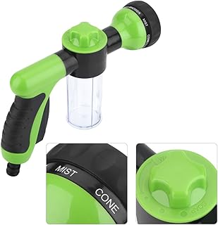 Pistola de lavagem de carro com gatilho de pistola, armazenamento de espuma aberta ou fechada independentemente, spray de alta pressão para lavagem de carro de espuma de água para limpeza de pistola de água 6 m (verde)