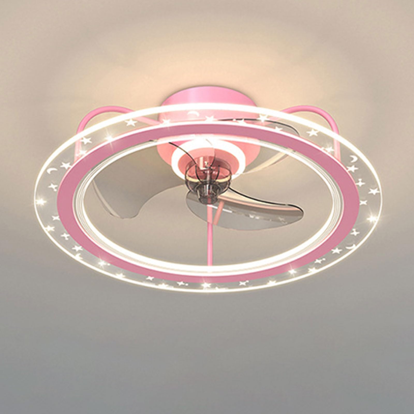SXDMOUBK Modern 6 Speeds Ceiling Fans with Light Girl Boy Kids Room Bedroom Mute Fan 40W LED Remote Dimmable Lighting