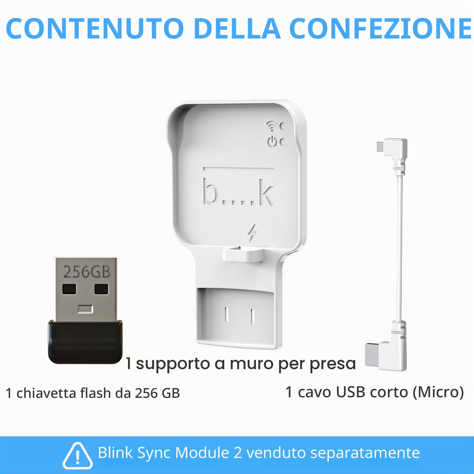 Hibezos Chiavetta USB Blink da 256 GB, compatibile con modulo Blink Sync 2, supporto a parete per risparmiare spazio, archiviazione stabile e sicura