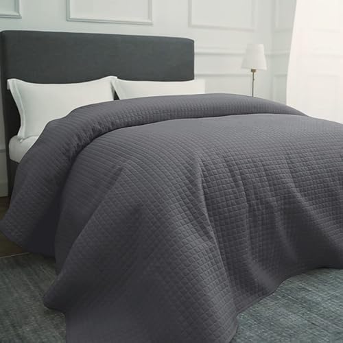 Miniatura 2 de HollyHOME Colcha acolchada de lujo a cuadros, súper suave, color gris oscuro, matrimonialqueen