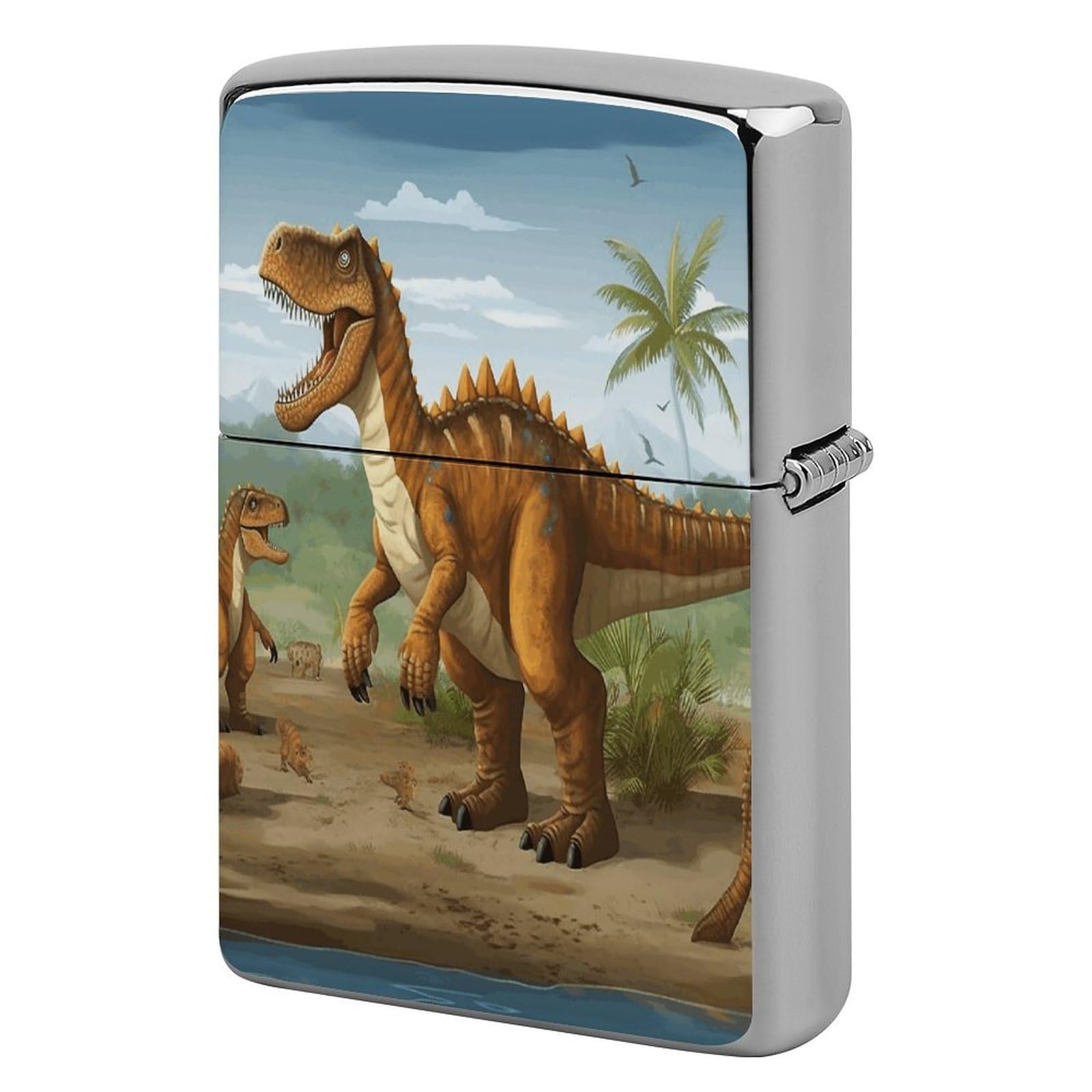 Fekiloot Style Jurassic Period Dinosaur Lighter Case Cover Metal Lighter Case