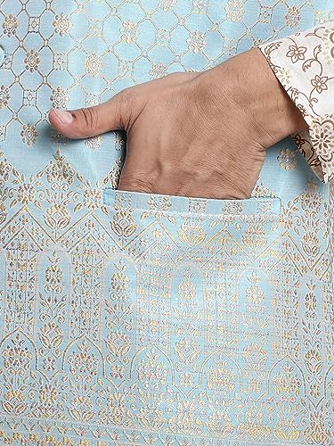 Image of Sojanya (Since 1958 Men'S Silk Blend Kurta Pyjama & Nehru Jacket Combo