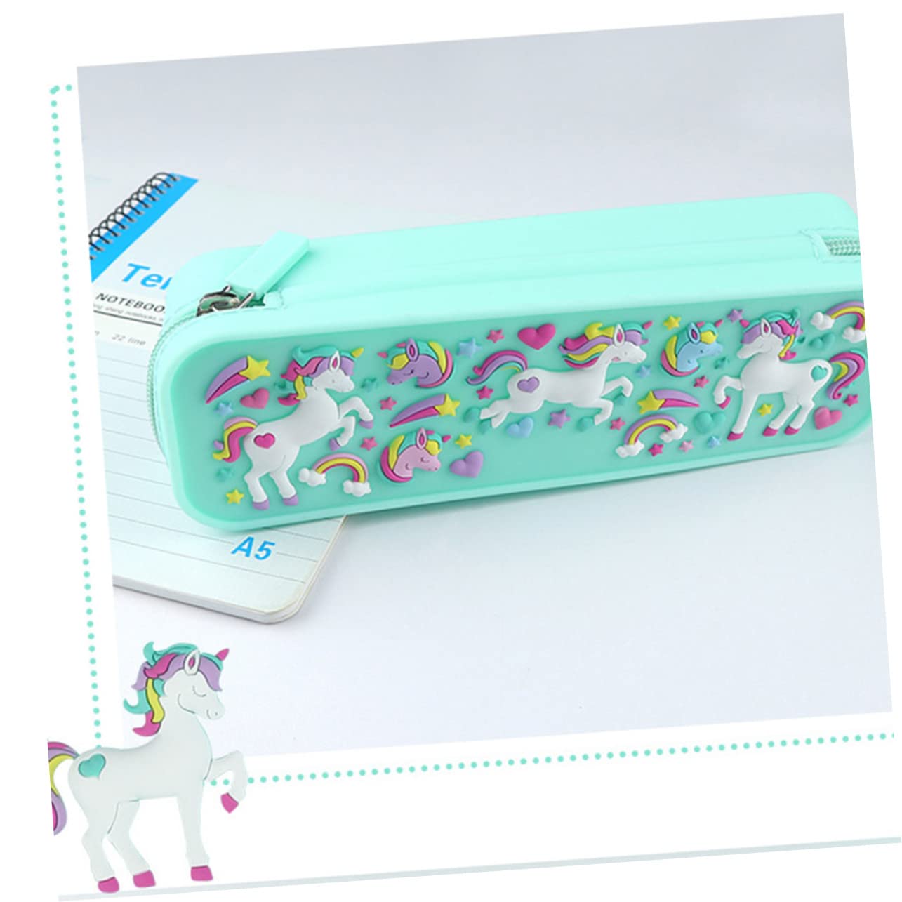 NUOBESTY 2pièces Trousse à Crayons Licorne Silicone Trousse Multifonctionnelle Étanche pour Filles Et Garçons Rangement Pratique pour Fournitures Scolaires Et Accessoires