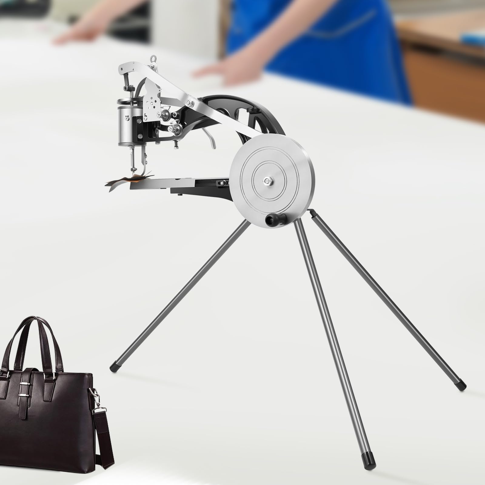 Ręczna maszyna do szycia skóry z ramieniem wychylnym 360° i regulowaną długością ściegu, maszyna do szycia 3-5 mm – szewc maszyna do szycia butów, toreb, skóry, płótna żaglowego