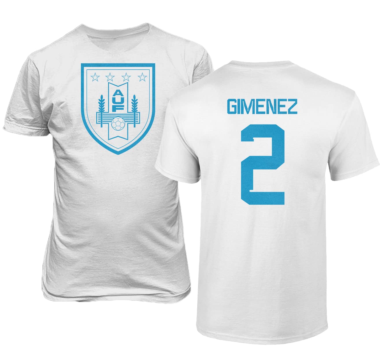 FLAURA Uruguay Soccer #2 Gimenez World Football Jersey Style Adult Mens Unisex T-Shirt (White, XX-Large)