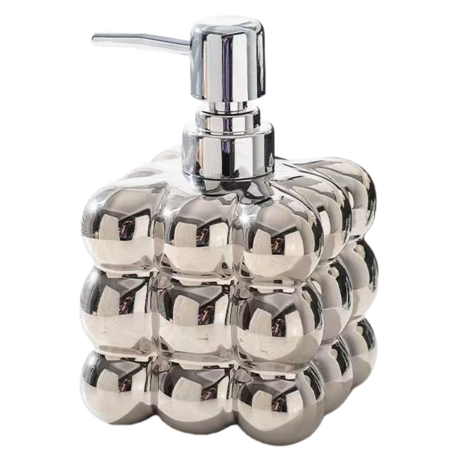 Dozownik mydła do rąk, Jednokolorowy ceramiczny okrągły dozownik mydła, wielokrotnego napełniania 400ml mydło do rąk i szampon butelka z pompką łazienki kuchnia, 14 uncji 1 szt(Electroplated Silver)