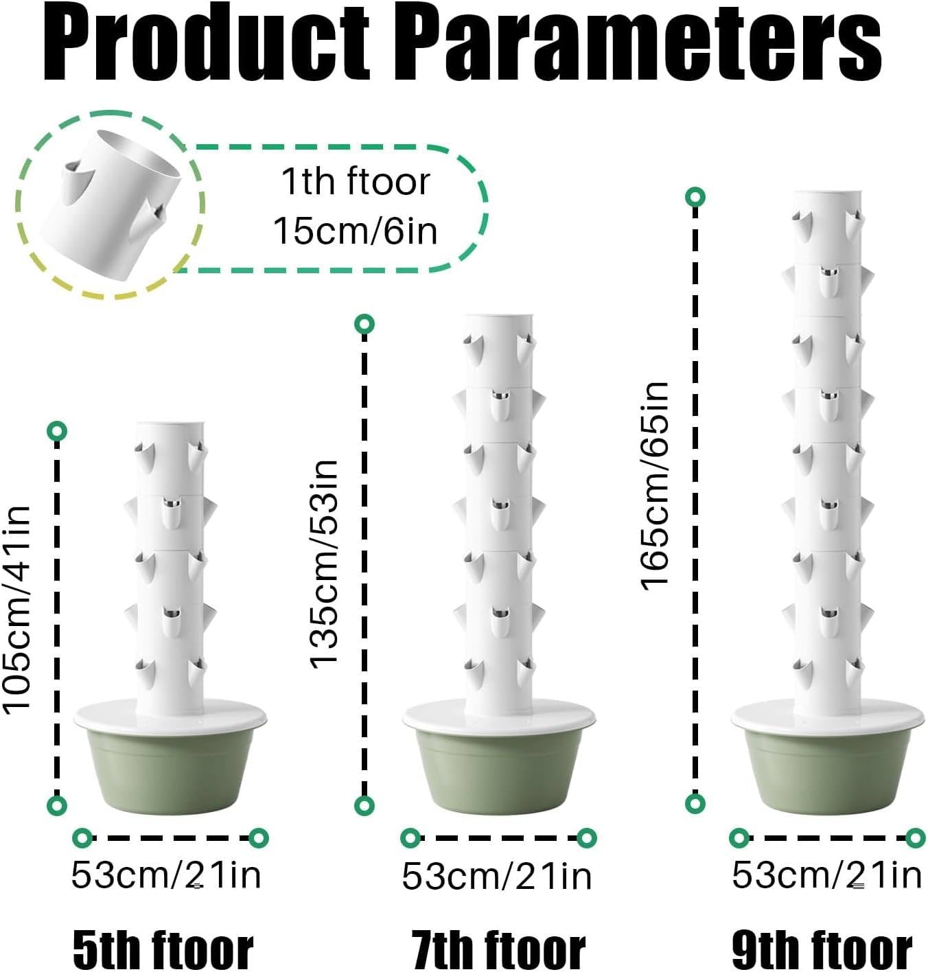 Kit de Sistemas de Cultivo hidropónico, huerto de Hierbas para Interior y Exterior, Torre de Verduras con Luces LED y Temporizador automático, Ideal para jardineros y Principiantes. 5thfloor