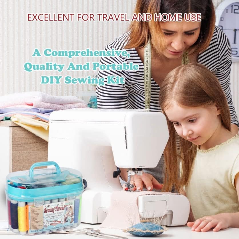 Miniatura 5 de 40 carretes de hilo de coser, caja de regalo, kits de reparación de costura básicos portátiles para principiantes, viajeros, emergencias