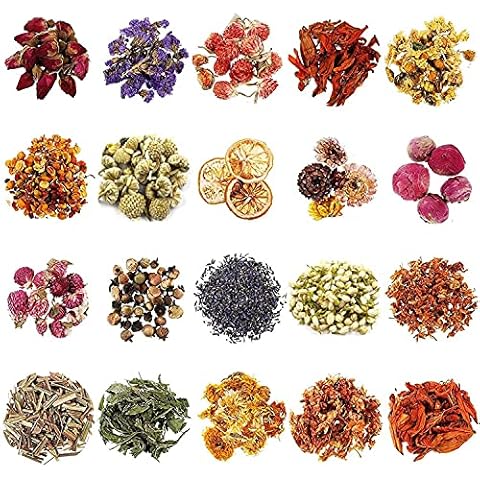 ADAKEL 18 Bags Dried Flowers, Natural Dried Flowers Herbs Set for Soap Candle Bath Bombs Resin Crafts Making & DIY Art Projects Cover