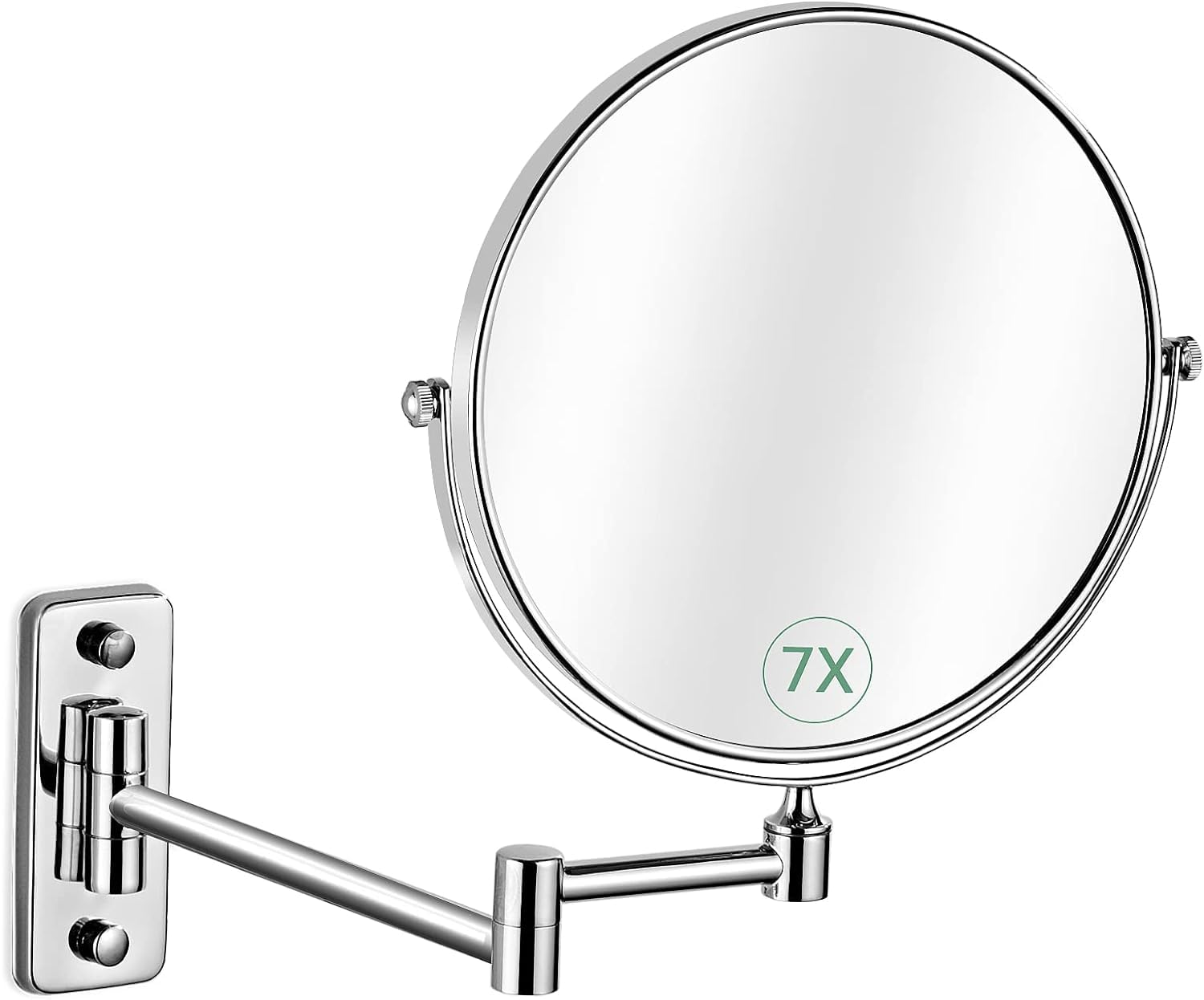 GothicBride Espejo cosmético con 1 x 7 aumentos Doble Cara Espejo de Afeitar, Giratorio 360° para Cuarto de baño, Estudio cosmético, SPA Hotel, diámetro de 20 cm