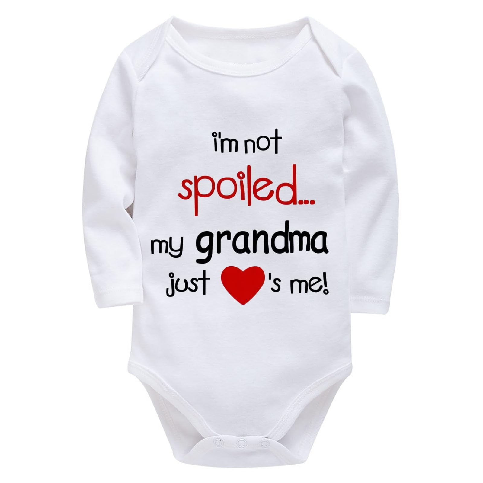 WOOYONGING I'm Not Spoiled My Grandma Just Loves Me Newborn Clothes Unisex Long Sleeve Cute Newborn Outfits White Baby Romper 18 Month