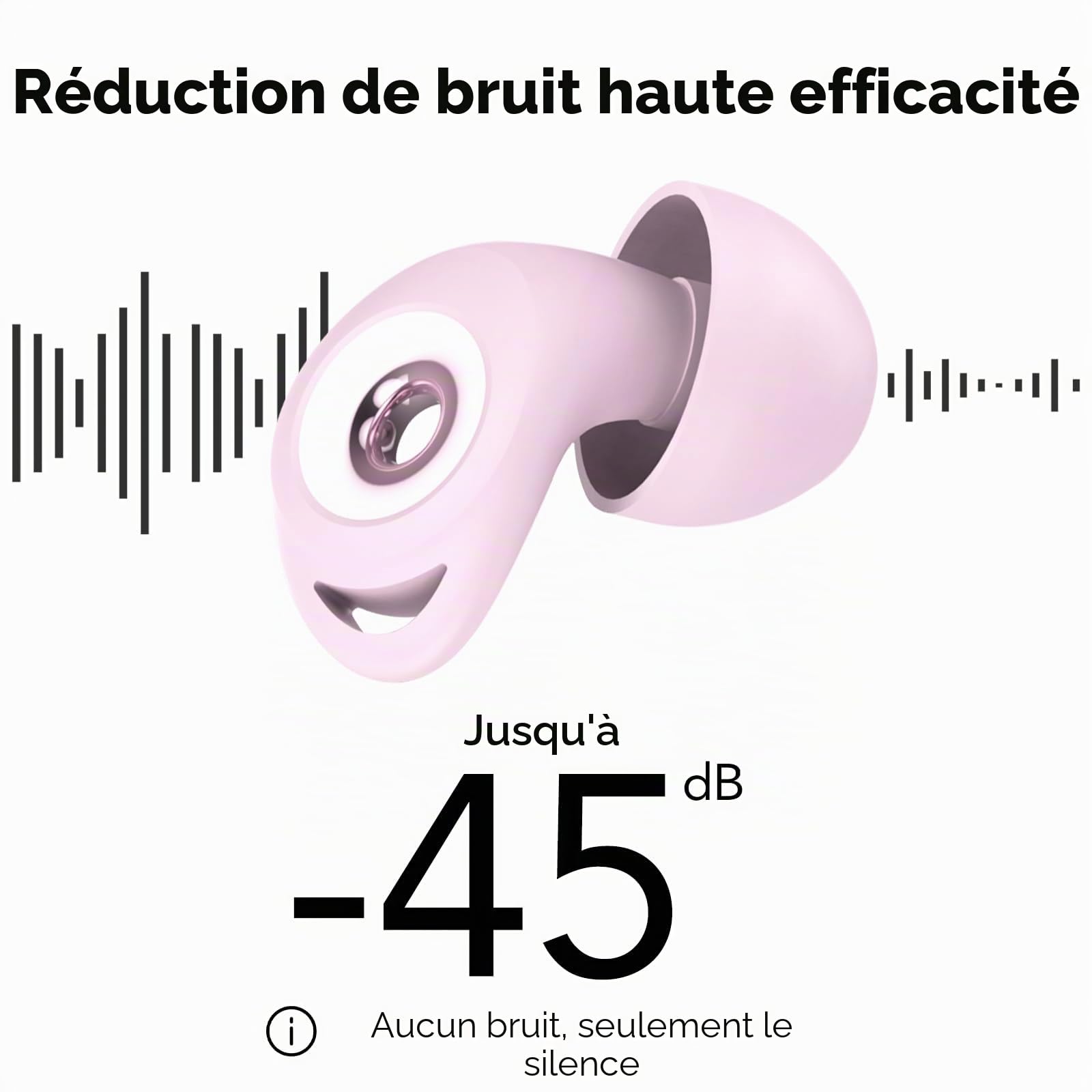 Bouchon D'oreille Pour Dormir, Anti-Bruit 45 dB, 4 Tailles (XS/S/M/L) | Bouchons Réutilisables en Silicone Souple et Ergonomiques, Adaptés Pour Dormir/Voyager/Se Concentrer/Concert