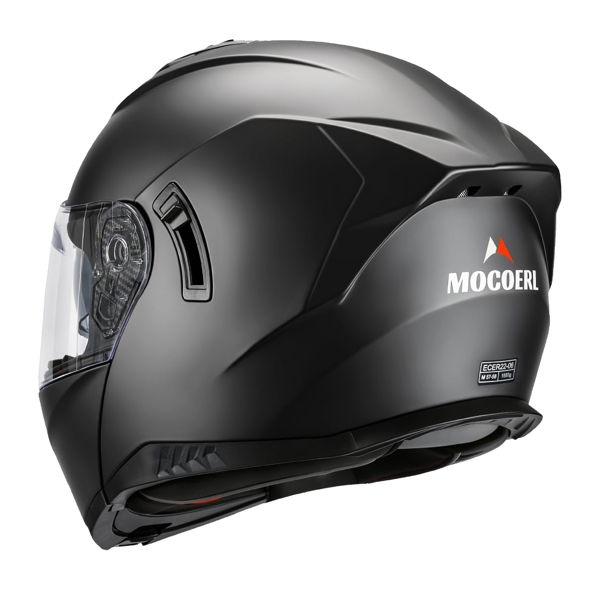 MOCOERL-Casco de Moto, Casco abatible, Casco Integral para Hombre y Mujer con protección de Barbilla Reforzada, Doble Visera, certificación ECE 22.06, Negro Mate