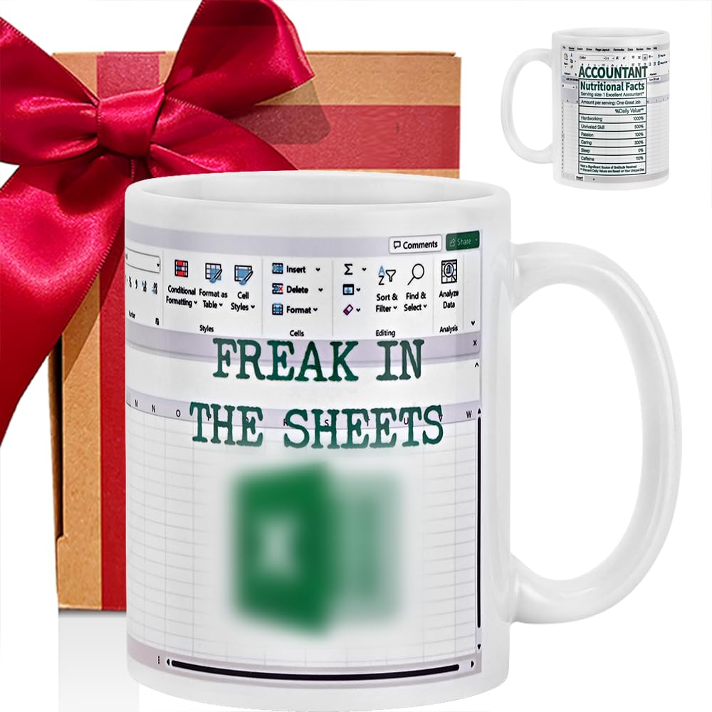 MOREYUYEE Accountant Nutritional Facts Spreadsheet Mug, Funny Freak In The Sheets Excel Shortcut Accountant Gag Accounting Work Office Gifts Mug Gifts for Coworkers NA CPA CFO Accounting Boss Friends