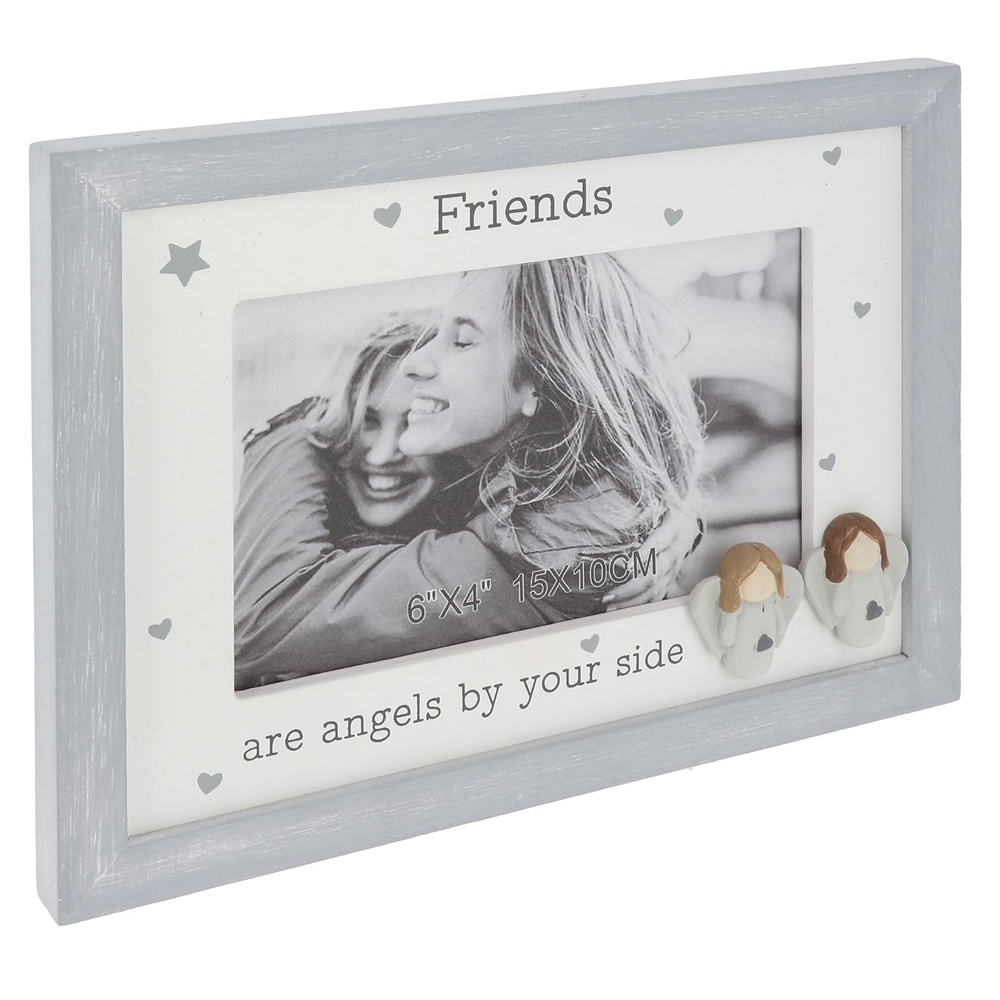 Shudehill Giftware Friends Pebble Angel 6X4 Grey Photo Frame - Mum, Nan, Daughter, Auntie, Sister, Family - Sentimental Boxed Gift (Friends)