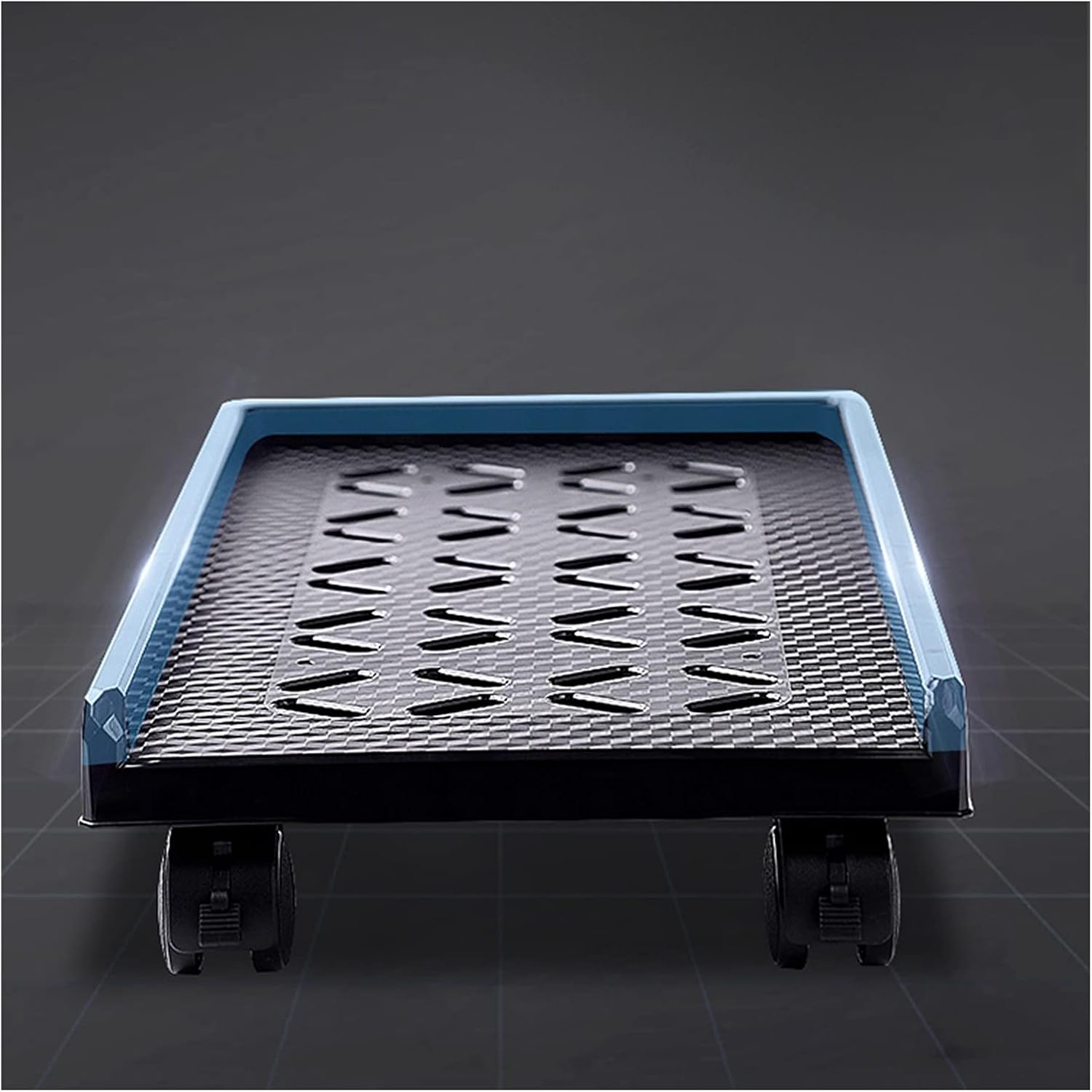 CPU Stand Mobile PC Rack CPU Bracket cart with Wheels，Desktop PC Host Base Tray,Movable Pulley Chassis Shelf (Black) Computer Tower Stand