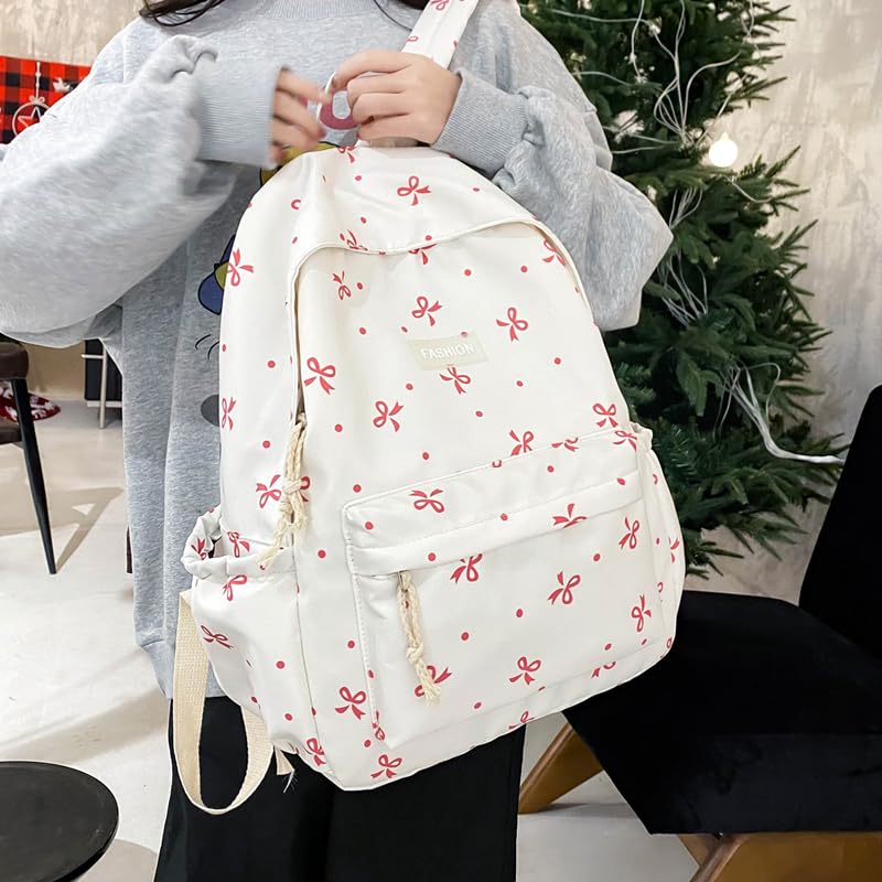 Women Backpack Floral Print Versatile Rucksack Large Capacity Bowknot Backpack Outdoor Camping Picnic Bag3