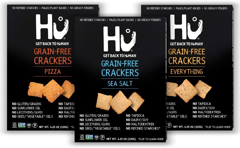 Hu Gluten Free Crackers | Variety 3 Pack | Paleo & Vegan, Grain Free, Low Carb, No Added Oils, No Refined Starches