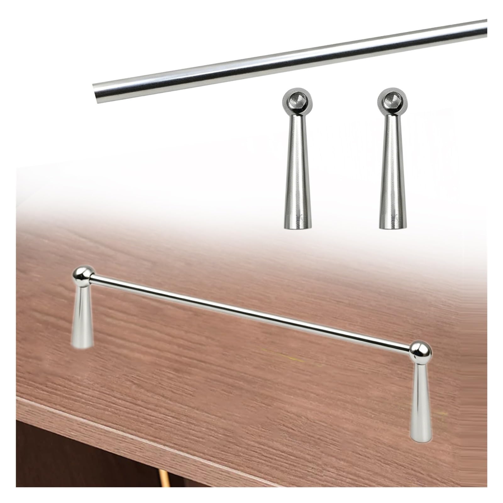 Hphdfs Style B Tipping Rail Bar Silver 95 85 75 70 65 60 55 50Cm, Metal Shelf Guard Railing Decor For Hanging Shelving, Shoe Racks, Detachable Cabinet Fence With End Caps & Screws(,8In/20Cm)
