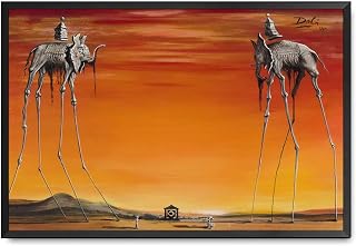 MEIXI MOBILE Canvas Wall Art Prints Salvador Dali's Elephant Vintage Art Print Poster Spanish Surrealist Print Kitchen Home Dining Room Decoration 16x24inch-Metal Frame