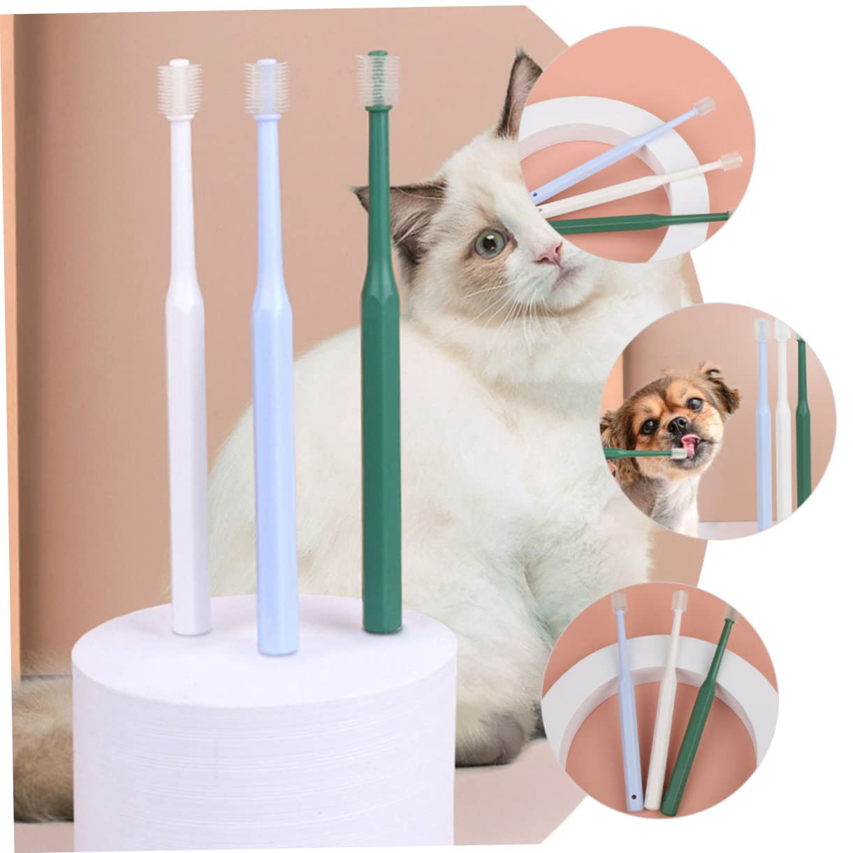 BESPORTBLE 8pezzi Spazzolino Per Animali Domestici Di Spazzolini Per Pulizia Orale Per Cuccioli e Gatti Design Compatto e Morbido Per Pulizia Delicata e Comfortevole