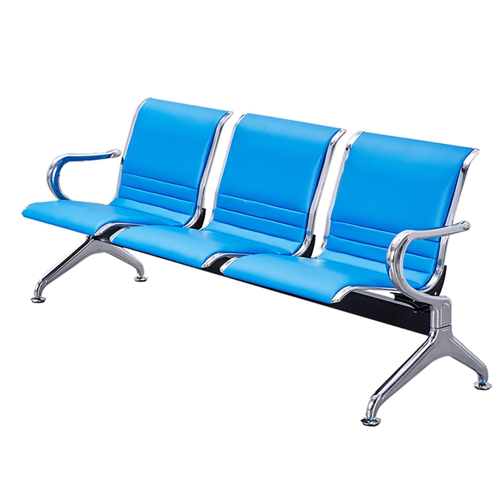 WDSOPK Waiting Room Chairs,Blue 3-Seat Airport Reception Bench with Arms - Soft Cushion Waiting Room Chairs for Business, Lobby Seating(Blue)