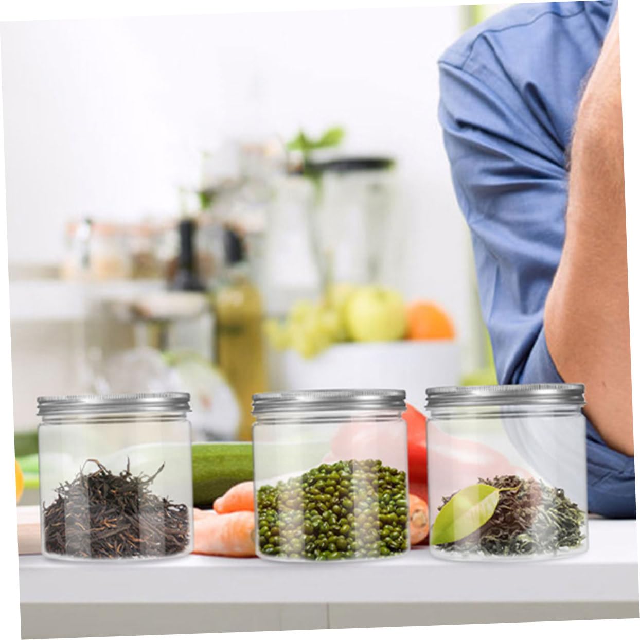 Set de 12 Tarros Reutilizables para Alimentos de 250ml con Tapa de Aluminio Transparente, Ideales para Cocina, Viaje y Almacenamiento Fácil