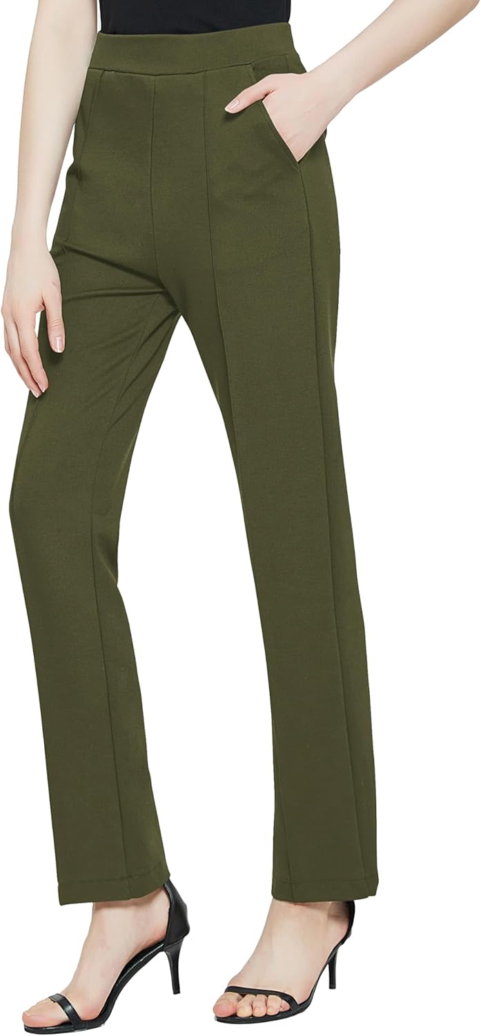 Urban CoCo Women's Yoga Dress Pants Stretchy Casual Slacks Straight Leg Work Pants with Pockets - Image 2
