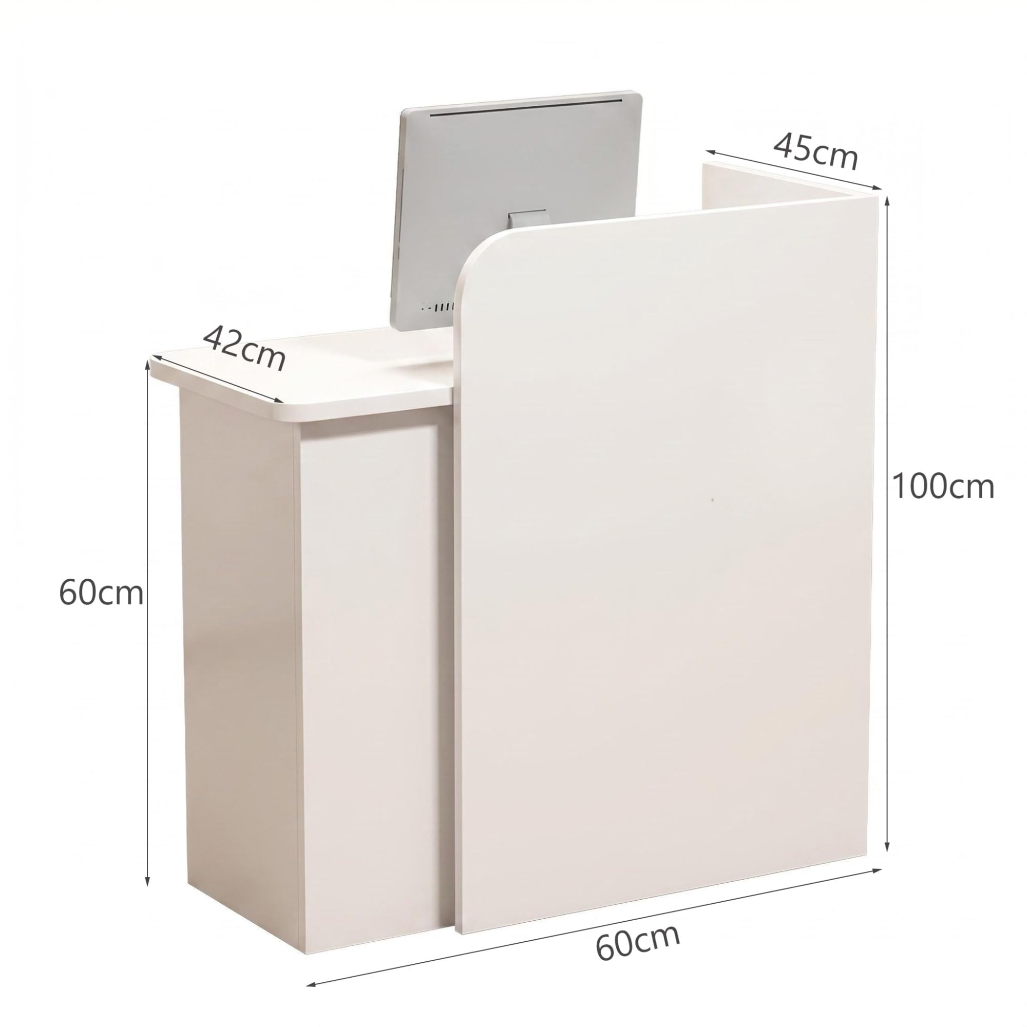 Banco Reception Piccola Moderno con LED, Bancone Reception per Negozio con Cassetti a Chiave, Bancone Cassa in Legno, per Spazi Commerciali Compatti (60X45X100CM)