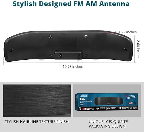 Miniatura 2 de Antop Antena de radio interior de alta ganancia, antena FM multidireccional amplificada AM de 50 millas con amplificador de señal y filtro 4G para