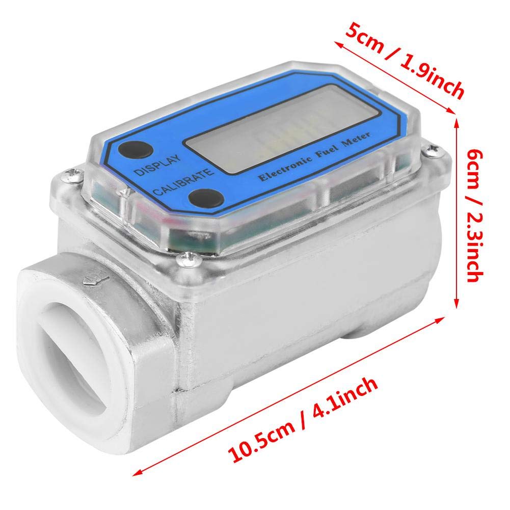 Medidor de flujo de combustible Medidor de turbina Mini medidor de flujo de turbina digital de combustible 15-120L 1 "NPT(Azul)
