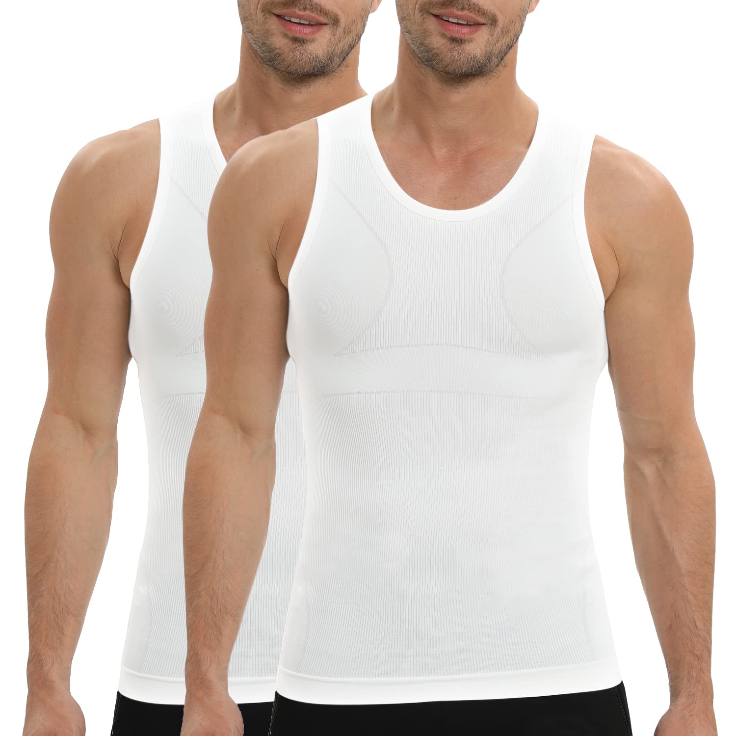 PODFAN Gynecomastia Compression Shirt for Men, Slimming Tank Top Undershirts, Mens Body Shaper Vest