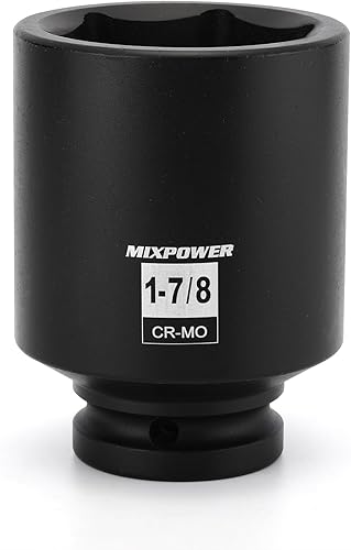 Miniatura 22 de MIXPOWER Zócalo de impacto poco profundo de 3/4", 1.181 in, CR-MO, métrico, 6 puntos, tuerca de eje de grado de impacto para una fácil extracción