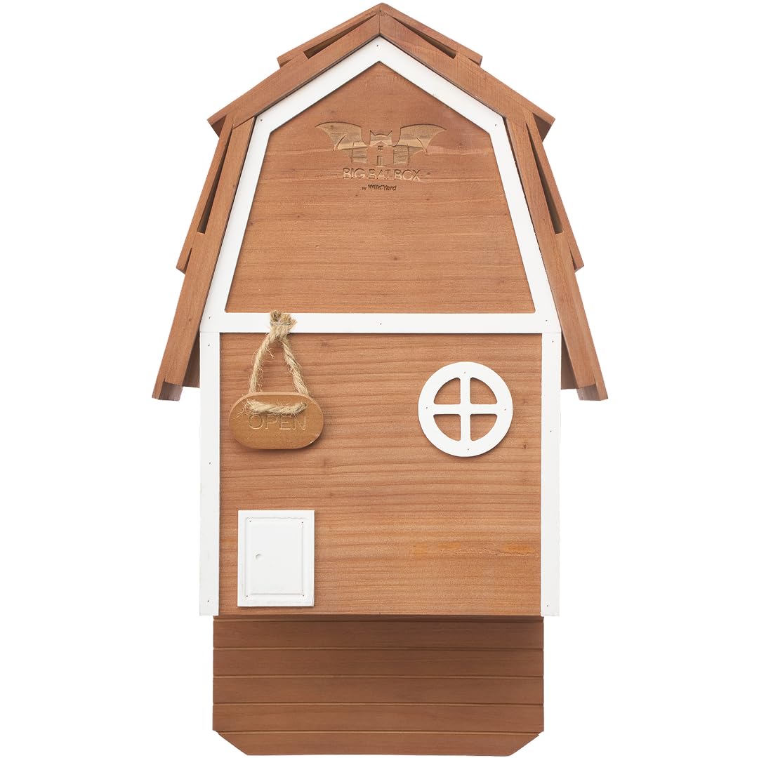 big bat box - bat barn junior 2 chamber, compact bat house for outside - artificial roost kit for wall-mount - bat houses for backyards