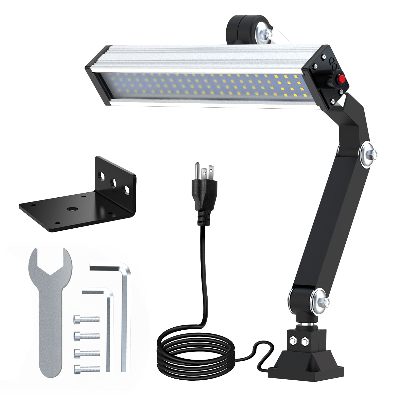 Led Work Light 24W Long Arm Aluminum Alloy Waterproof Table Lamp Can Be Used for Machine Tool CNC Lathe Drilling Machine, US Plug